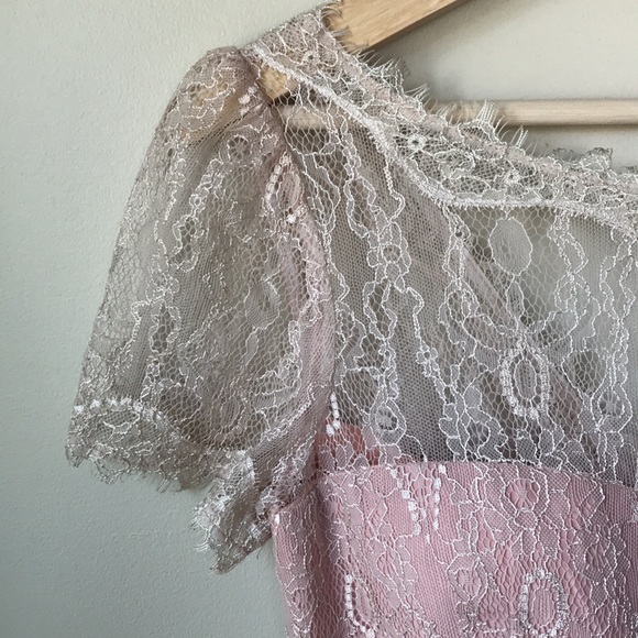 BHLDN Sorbetto blush lace cocktail dress - Picture 4 of 8